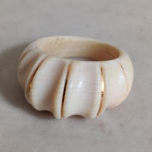 RARE Antique 14K Gold Pre-ban Ivory Ring Size 5.5 US